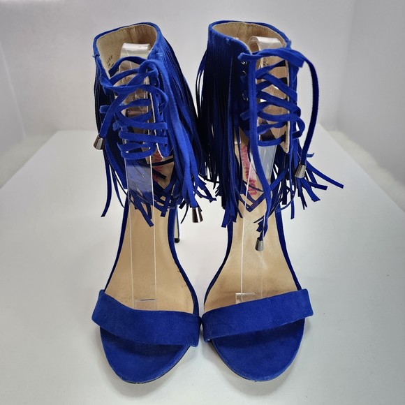 JustFab Sosha Cobalt Blue Sandals Heels Size 6 1/2 - Picture 3 of 11
